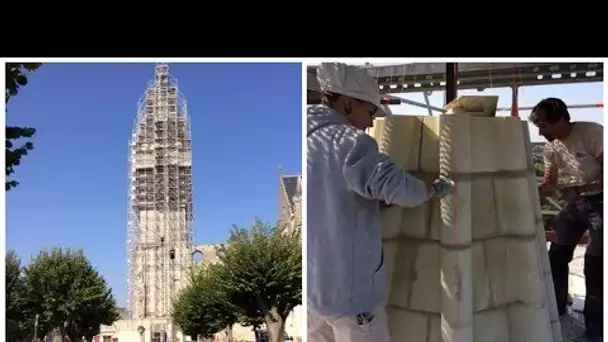 La reconstruction du clocher de l&#039;abbatiale de Beaulieu-lès-Loches