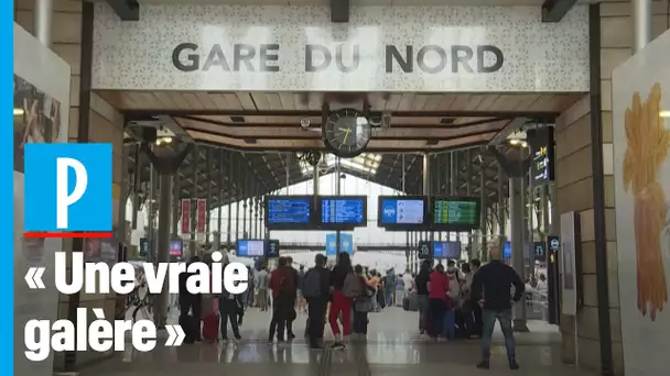 A la gare du Nord, les voyageurs  pour l'Angleterre se préparent à passer quatorze jours à la mai
