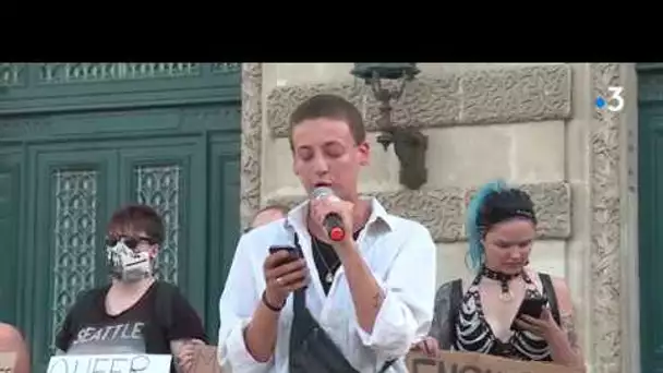 A Montpellier, des féministes manifestent contre la nomination de G. Darmanin et E. Dupond-Moretti