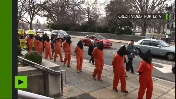 Déguisés en prisonniers, des partisans de la fermeture Guantanamo arrêtés à Washington