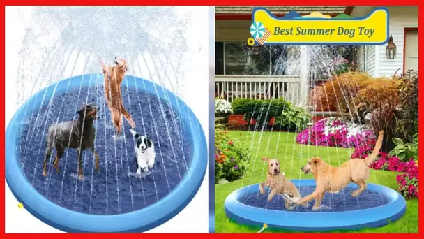 Raxurt Dog Splash Pad, 67in Anti-Slip Dog Pool Splash Pad for Dogs Kids 0.55mm Thickened Durable