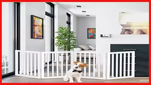 PETMAKER – Dog Gate for Doorways, Stairs or House – Freestanding, Folding, Accordion Style, MDF Wood