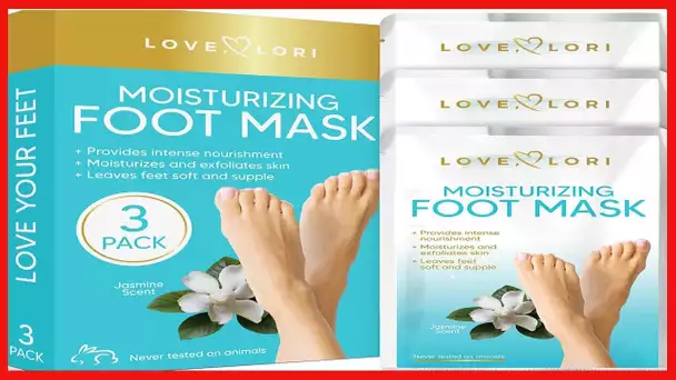 Foot Mask Moisturizing 3 Pairs by Love Lori – Ultra Hydrating Foot Mask for Dry Cracked Feet,