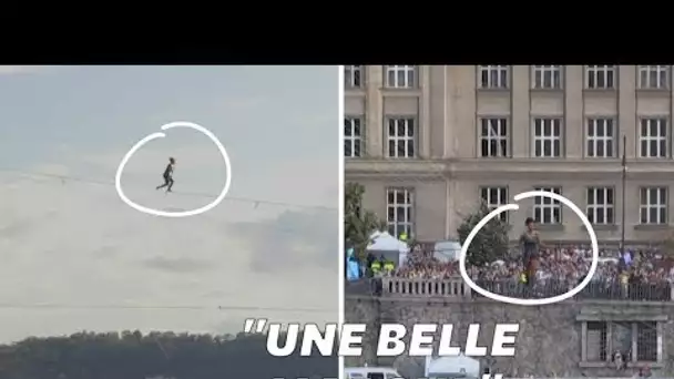 Une funambule française traverse Prague comme personne ne l’a jamais fait