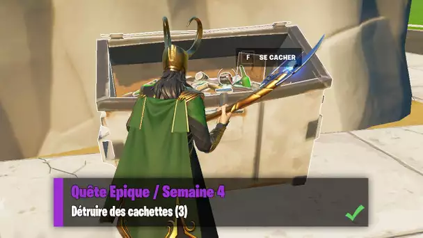 DETRUIRE DES CACHETTES (3) - FORTNITE QUETE EPIQUE SEMAINE 4 SAISON 7