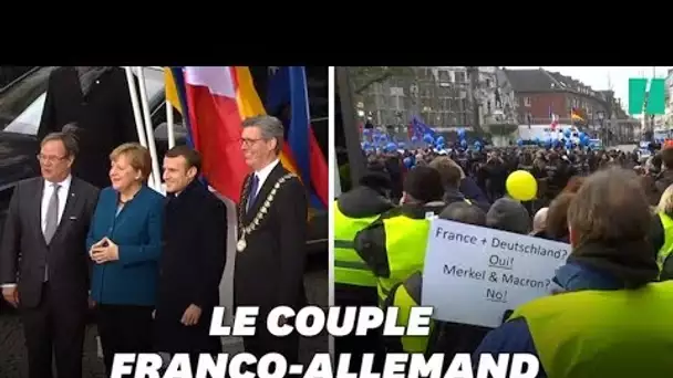Macron et Merkel copieusement hués à Aix-la-Chapelle