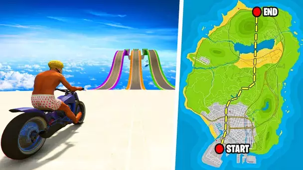 CE PARKOUR MOTO TRAVERSE TOUTE LA MAP DE GTA 5 !