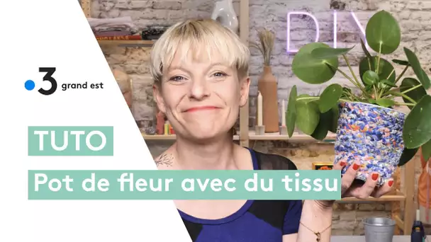 Tuto cache-pot : enrober un pot de fleur de tissu tressé