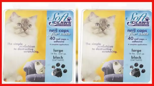 Feline Soft Claws Cat Nail Caps Take-Home Kit, Large, Black