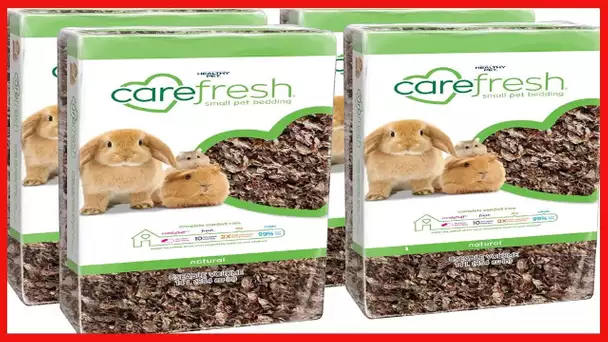 carefresh 99% Dust Free Natural Paper Small Pet Bedding with Odor Control, 56 L (Pack of 4)