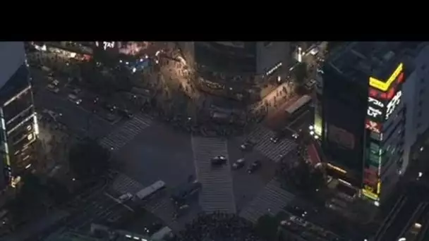 Japon : carrefour de Shibuya à Tokyo de nuit