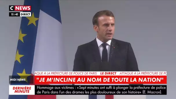 L'hommage d'Emmanuel Macron aux victimes de la préfecture