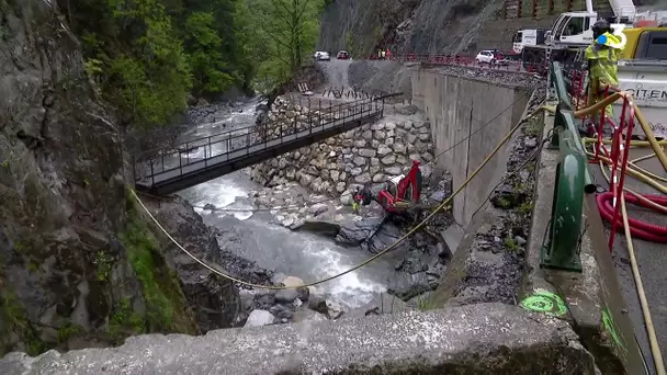 Déconfinement : reprise des travaux sur la route des gorges de l'Arly, fermée depuis un éboulement