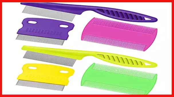 Master Grooming Tools Contoured Grip Flea Combs — Ergonomic Combs for Removing Fleas