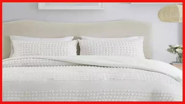Comfort Spaces 100% Comforter Set Cotton Jacquard Pom Tufts Design Hypoallergenic Down Alternative