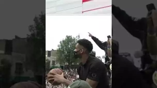 Giannis Does His ICONIC Free Throw Routine During The Championship Parade 😂 | #Shorts