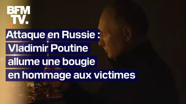 Attaque en Russie: Vladimir Poutine allume une bougie en hommage aux victimes