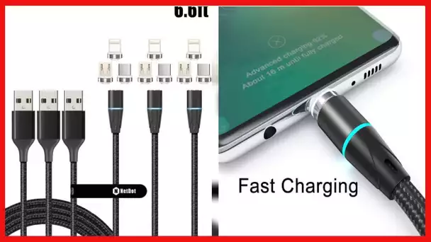 NetDotbasics Gen 12 3in1 Magnetic Fast Charging Cable & Data Sync Compatible Micro USB, USB-C and