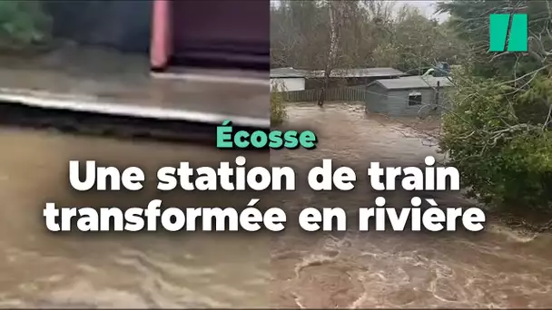 La tempête Babet a transformée cette gare écossaise en rivière