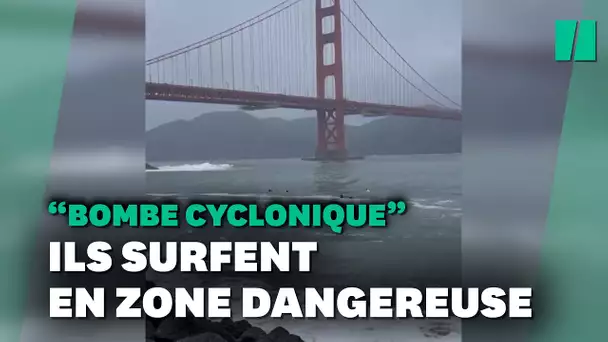 En pleine « bombe cyclonique », ils surfent sous le Golden Gate de San Francisco