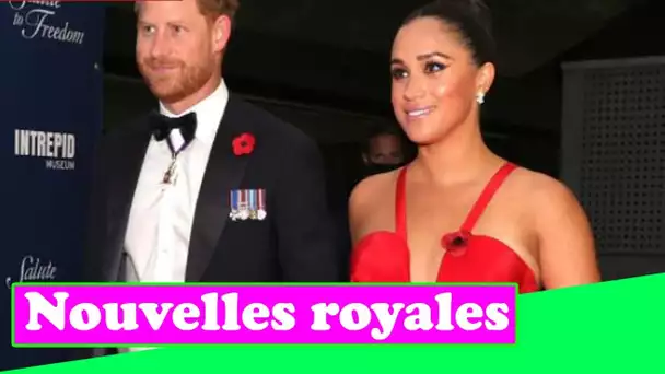 Meghan Markle étourdit alors qu'elle jaillit sur son mari Harry sur le tapis rouge à New York