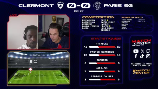 ️ Match Center : Clermont vs Paris Saint-Germain
