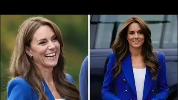 La princesse Kate est tendance aujourd'hui avec un blazer bleu électrique et un jean skinny