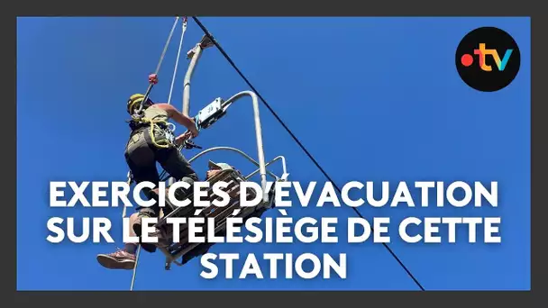 Exercices d’évacuation sur le télésiège de cette station avant le début de la saison d’été