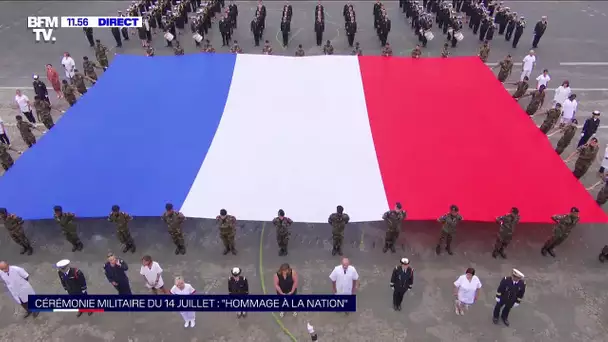 14-Juillet: un immense drapeau français déployé place de la Concorde