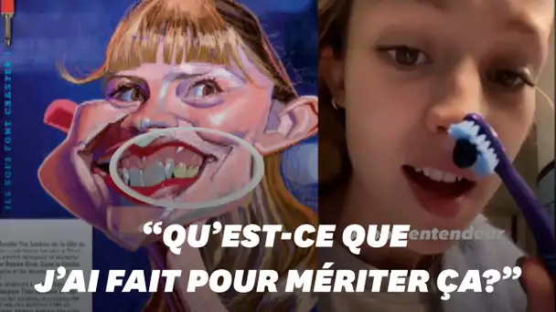 Angèle découvre sa caricature et un détail la perturbe