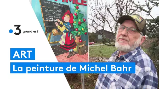 Michel Bahr, artiste peintre, s'inspire de Hansi pour ses représentations de villages alsaciens