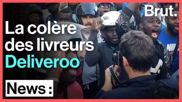 La mobilisation à Paris des livreurs Deliveroo