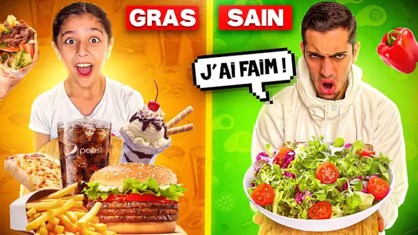 ON MANGE HYPER GRAS VS SAIN PENDANT 24H ! 🍕🍩 (Myriam a triché)