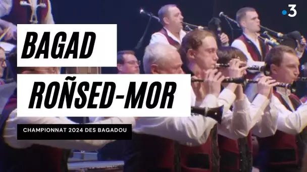 Bagad Roñsed-Mor (Locoal Mendon) au championnat des Bagadoù 2024 au Quartz à Brest
