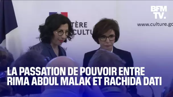 La passation entre Rima Abdul Malak et Rachida Dati, nouvelle ministre de la Culture