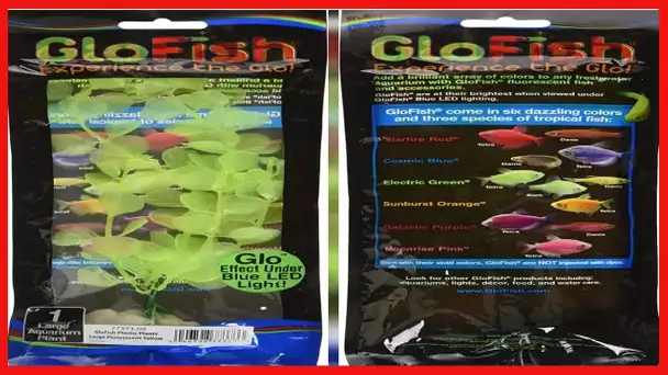 GloFish Fluorescent Plant, Yellow Large, Aquarium Décor, Fluoresces Under Blue LEDs