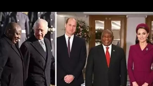 Kate et William saluent le président sud-africain lors de la première visite d'État du roi Charles