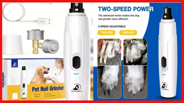 Bonve Pet Dog Nail Grinder, Upgraded Cat Dog Nail Trimmers Super Quiet Dog Nail Clipper