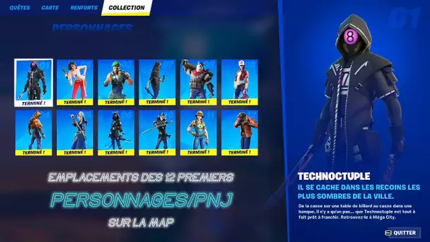 EMPLACEMENTS DES 12 PREMIERS PERSONNAGES/PNJ SUR LA MAP ! (FORTNITE CHAPITRE 4 SAISON 2)