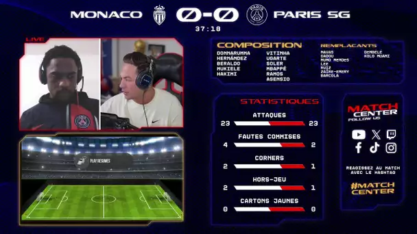 Match Center : AS Monaco vs. Paris Saint-Germain