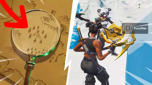 'FOUILLER LA OU SE TROUVE LA LOUPE SUR L&#039;ECRAN DE CHARGEMENT CARTE AU TRESOR' SUR FORTNITE