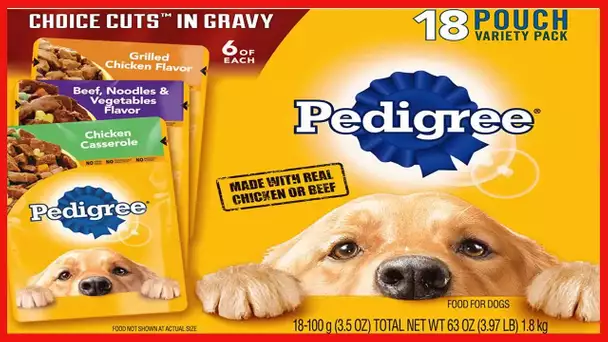PEDIGREE CHOICE CUTS in Gravy Adult Soft Wet Meaty Dog Food Variety Pack, (18) 3.5 oz. Pouches