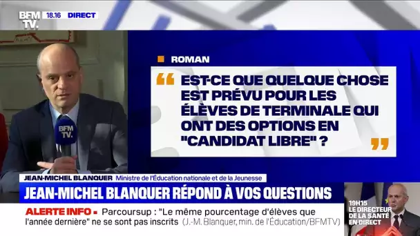 Qu'est-ce qui est prévu pour les élèves de terminale qui ont des options en "candidat libre ?"