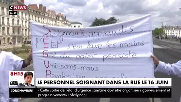 Le personnel soignant dans la rue le 16 juin