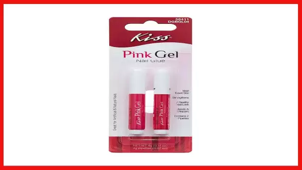 Kiss Pink Gel Nail Glue w/ 2 Pipettes (1 Pack)