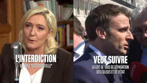 Que disent Emmanuel Macron et Marine Le Pen sur la question du port du voile ?