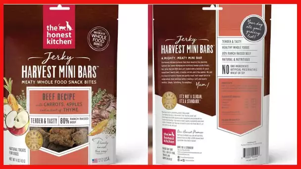 The Honest Kitchen Jerky Harvest Mini Bars: Beef Recipe With Carrots & Apples, 4 oz Bag