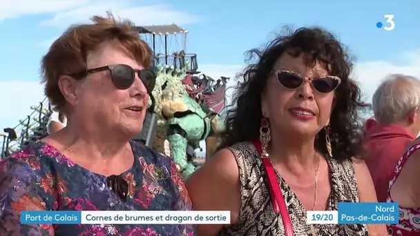 Inauguration du port de Calais : Cornes de brumes et dragon pour des festivités populaires.