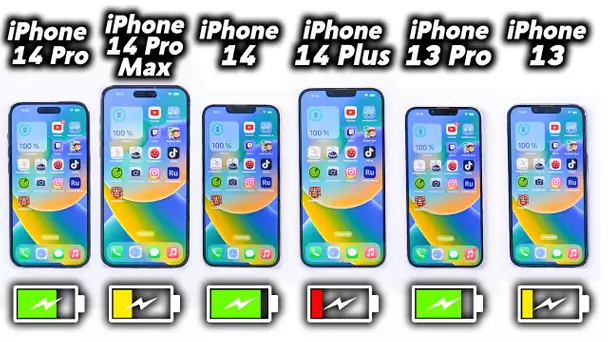 Test Batterie : iPhone 14 vs 14 Plus vs 14 Pro vs 14 Pro Max vs 13 Pro vs 13 !