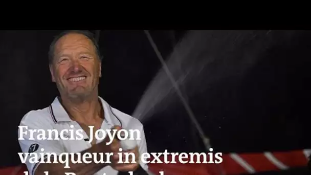 Francis Joyon célèbre sa victoire de la Route du rhum